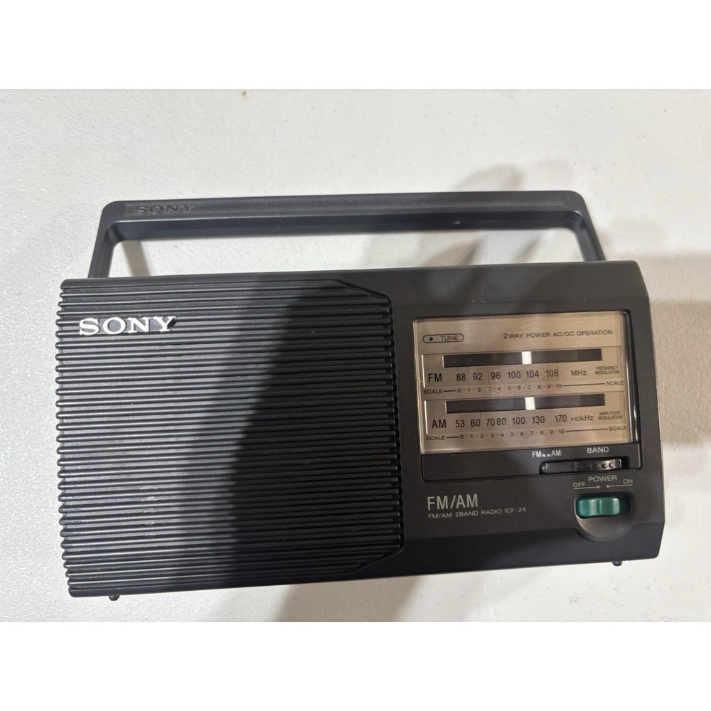 Vintage Sony ICF-24 FM/AM 2 Band‎ Portable Radio Tested with AC Cord